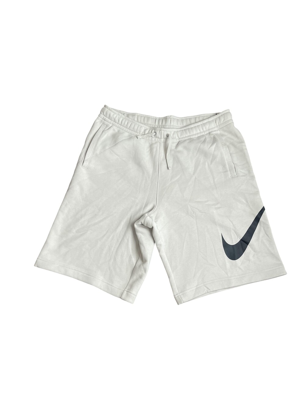 Nike Shorts Mens XL White Fleece Sweat Drawstring Big Swoosh Pockets Athletic